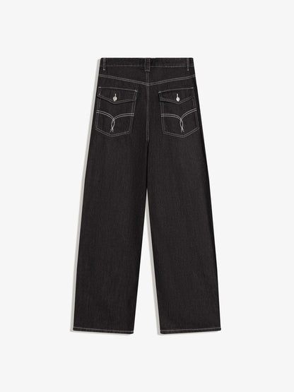Embroidered super baggy jeans