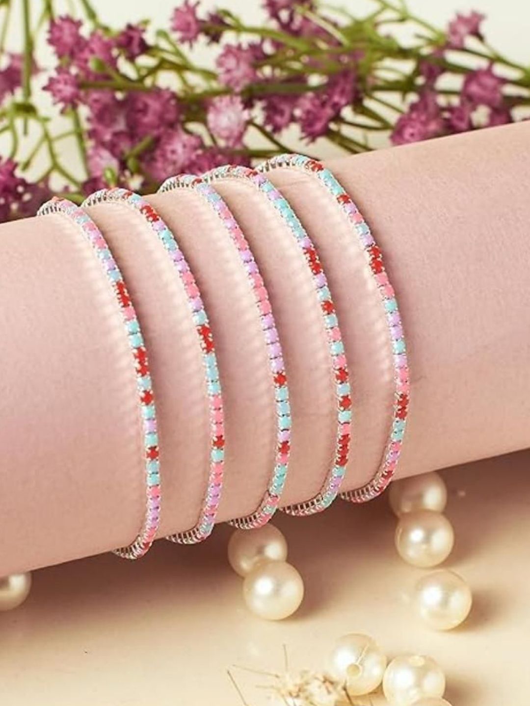 SALTY  Set Of 5 Rose Stretchable Bands Bangle