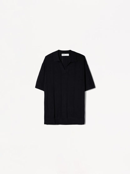 Textured short sleeve polo shirt