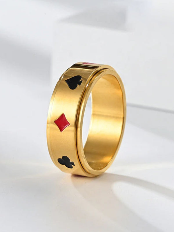 SALTY Pack of 2 Men Card Shark Signet Golden Ring