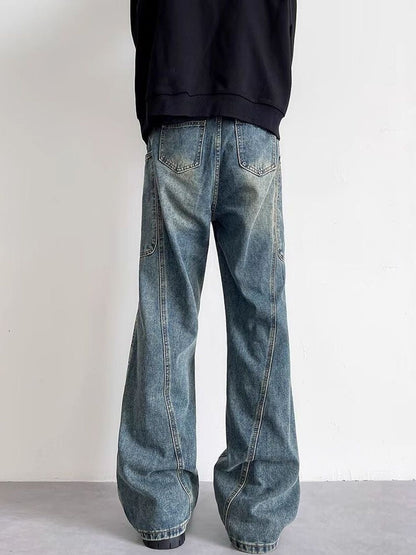 Men's Wide Leg Mid-Rise Medium Shade Jeans