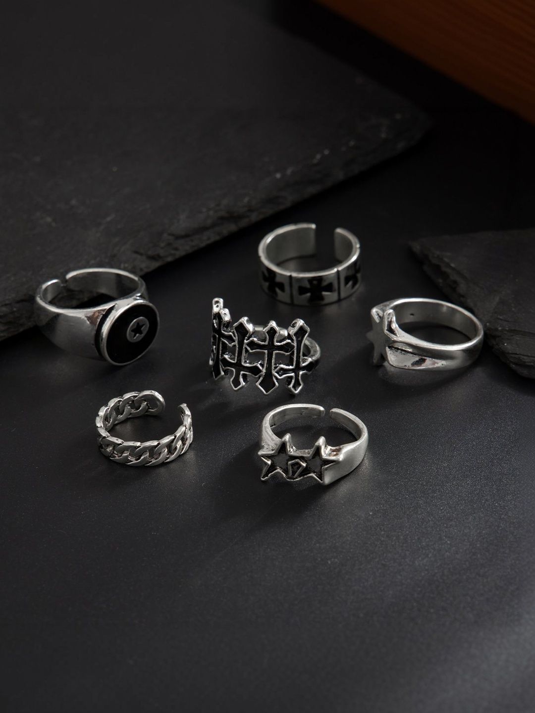 Set of 6 Silver-Plated Finger Ring
