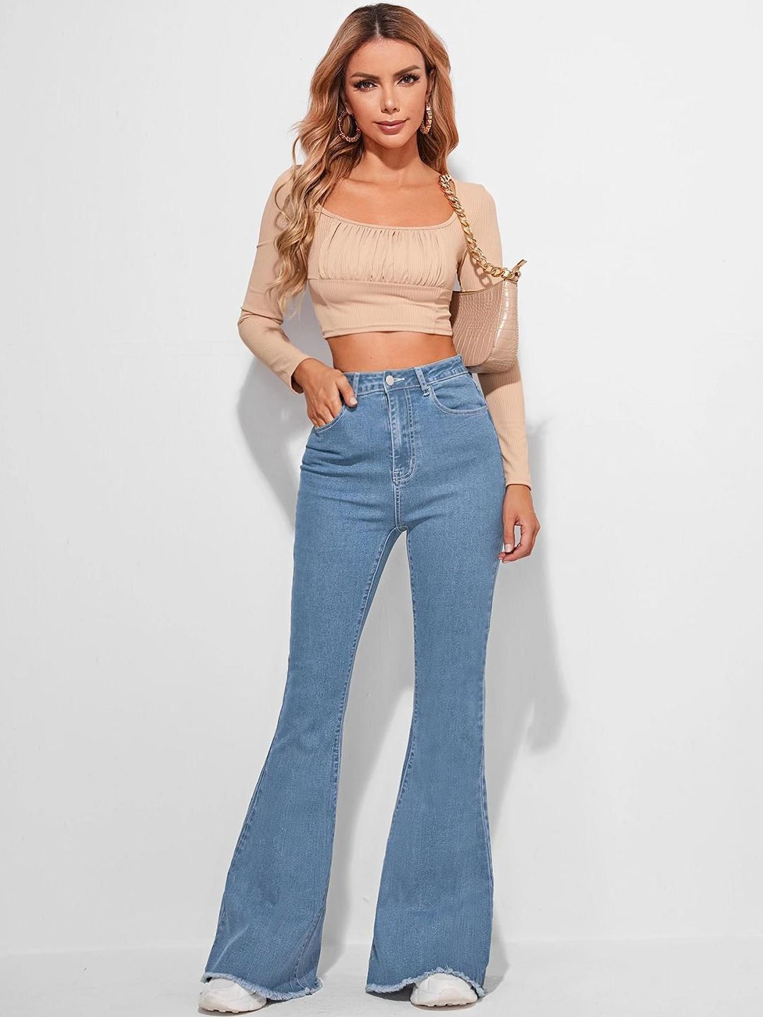Women Cotton Bootcut High-Rise Jeans