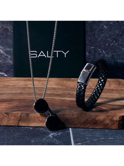 SALTY Sunglasses Cool Pendant & Avrum Leather Bracelet Jewellery Set