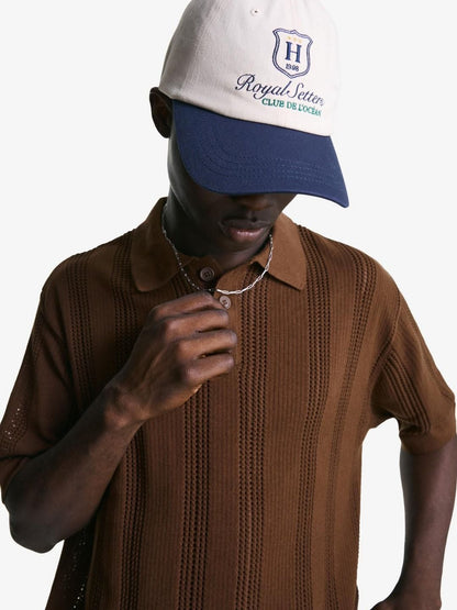 Textured openwork polo shirt