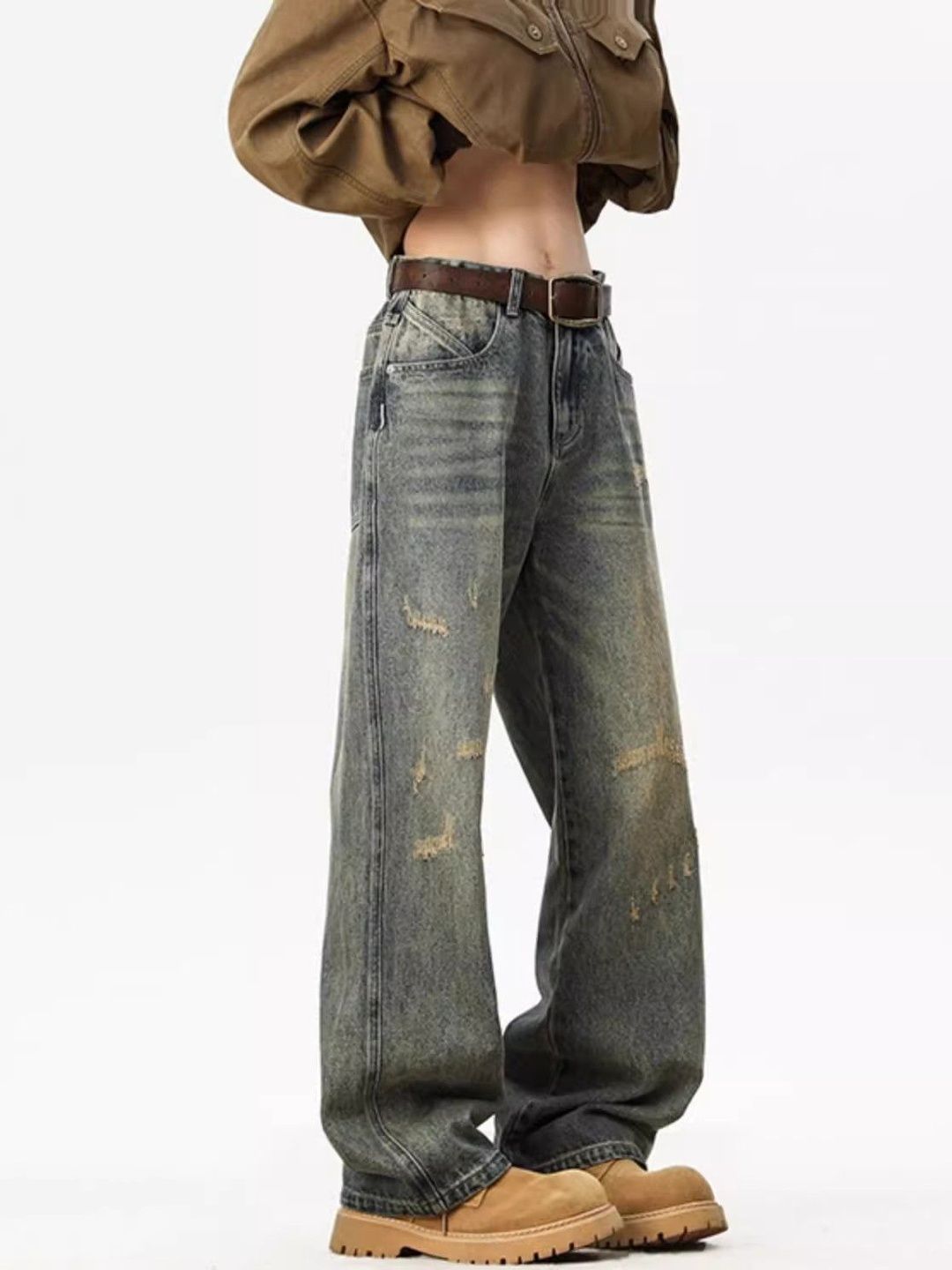 Men Baggy Fit Mid-Rise Dark Jeans
