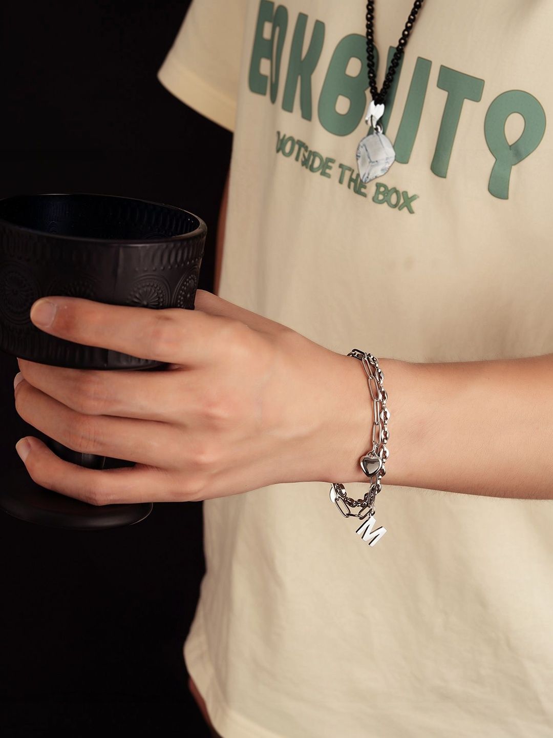 Men Handcrafted Silver-Plated Link Bracelet