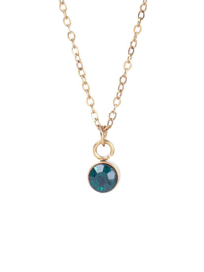 SALTY Vibrant Dark Red Crystal Stone Studded Aura Circular Shaped Pendant with Chain