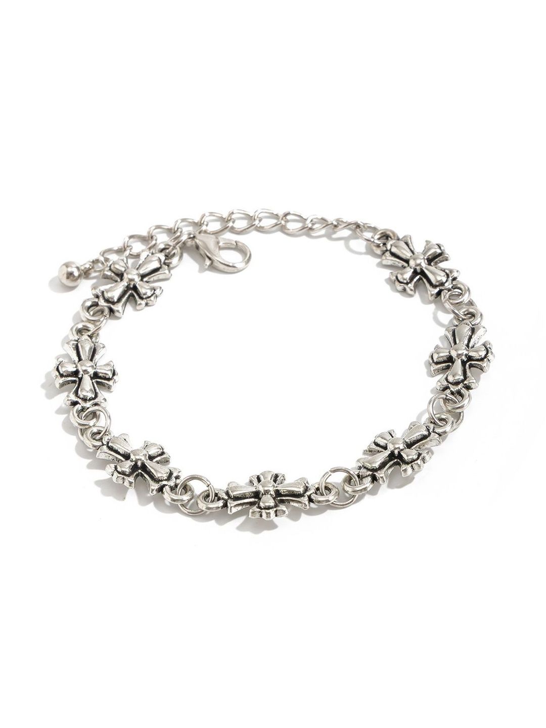Men Handcrafted Silver-Plated Charm Bracelet