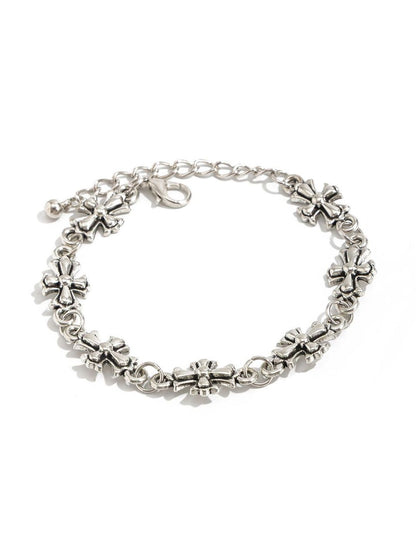 Men Handcrafted Silver-Plated Charm Bracelet