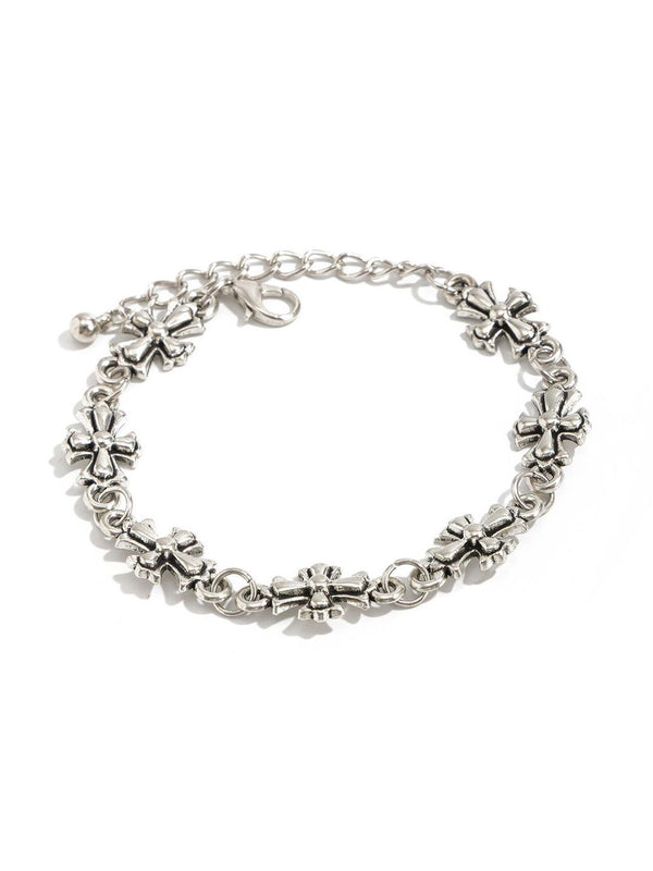 Men Handcrafted Silver-Plated Charm Bracelet
