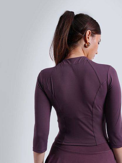 Women Wine Silhouette Zip Top