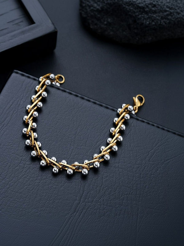 Men Handcrafted Gold-Plated Link Bracelet