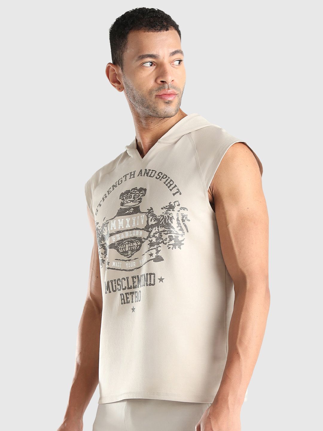 Men X-Dry Soft Typography Printed Hooded T-shirt