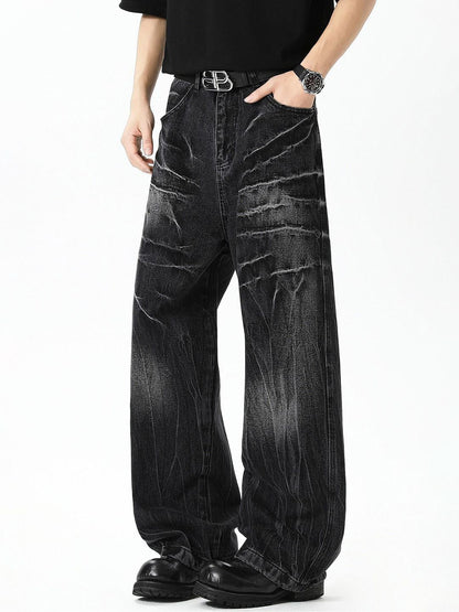 Men Wide Leg Mid-Rise Jeans