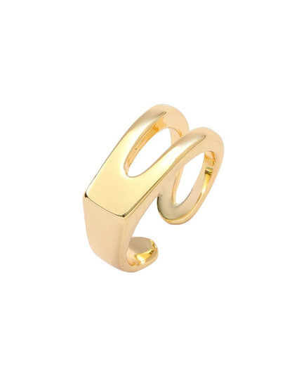 SALTY Women & Girls Stylish Adjustable Golden Signet Finger Ring