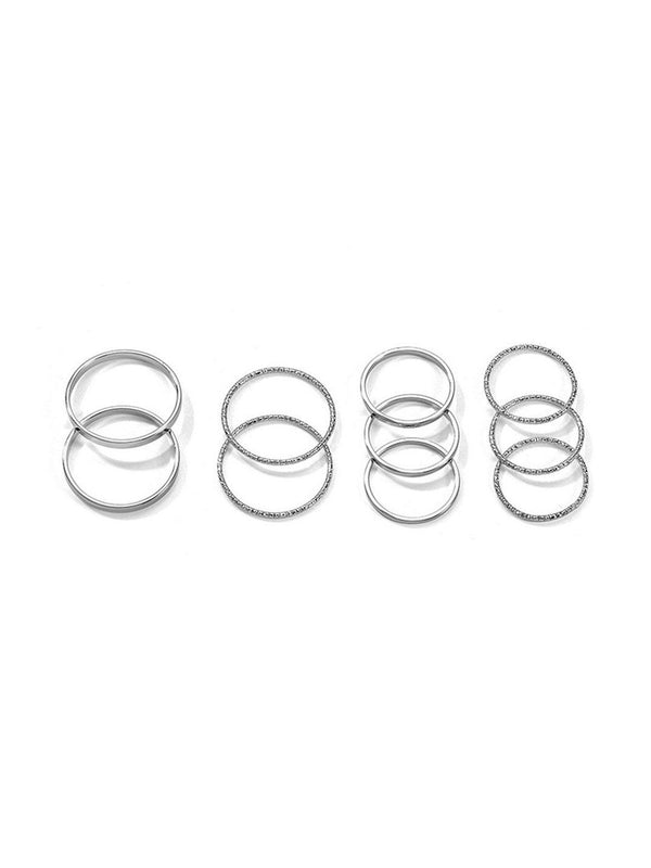 Set of 10 Silver-Plated Finger Rings