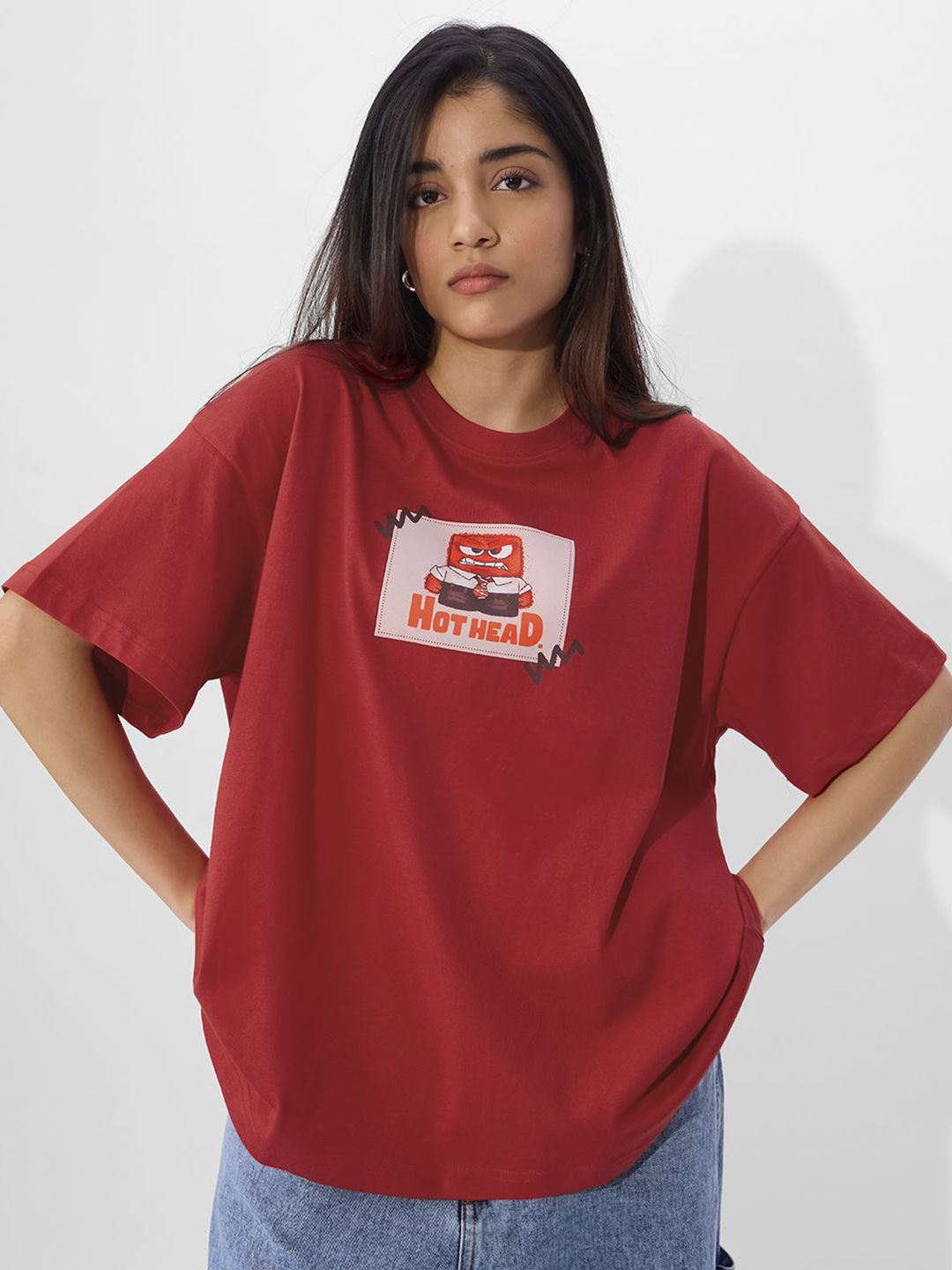Women Oversized Inside Out Red Tshirts