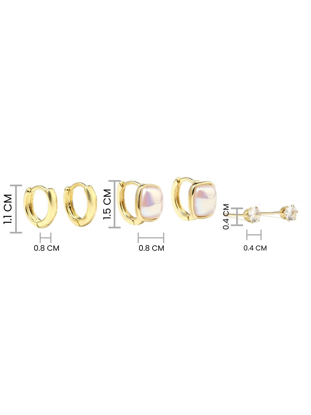 SALTY Set Of 3 Gold-Plated Keshi Pearl Contemporary Studs