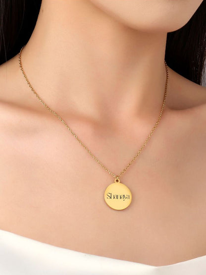 SALTY Pack of 2 Women Minimal Round Personalised Golden Necklace