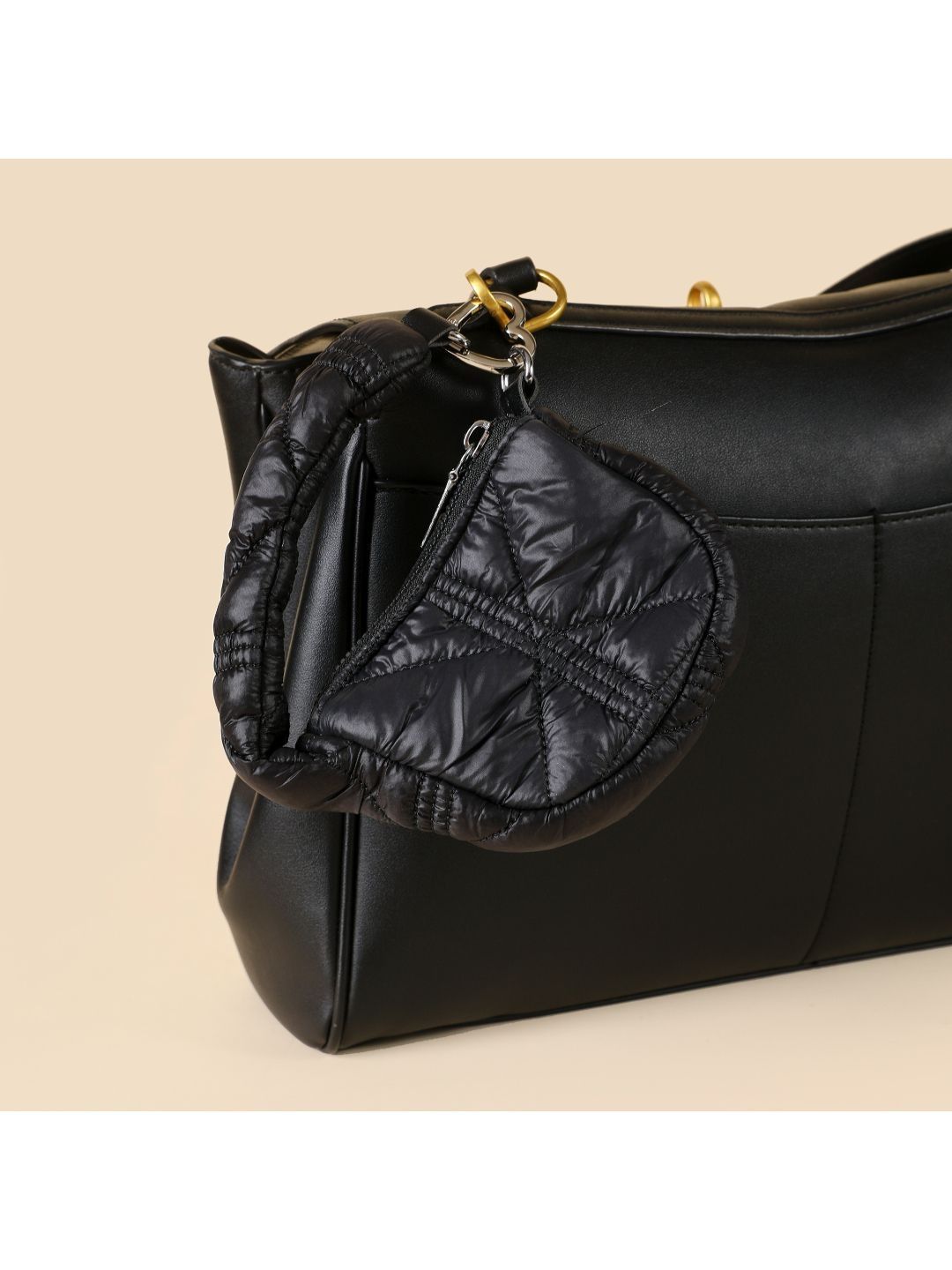 SALTY Black Mini Quilted Puff Bag Charm