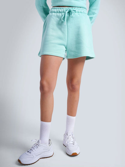 Women Mint Cloud Slim Fit High-Rise Training or Gym Shorts