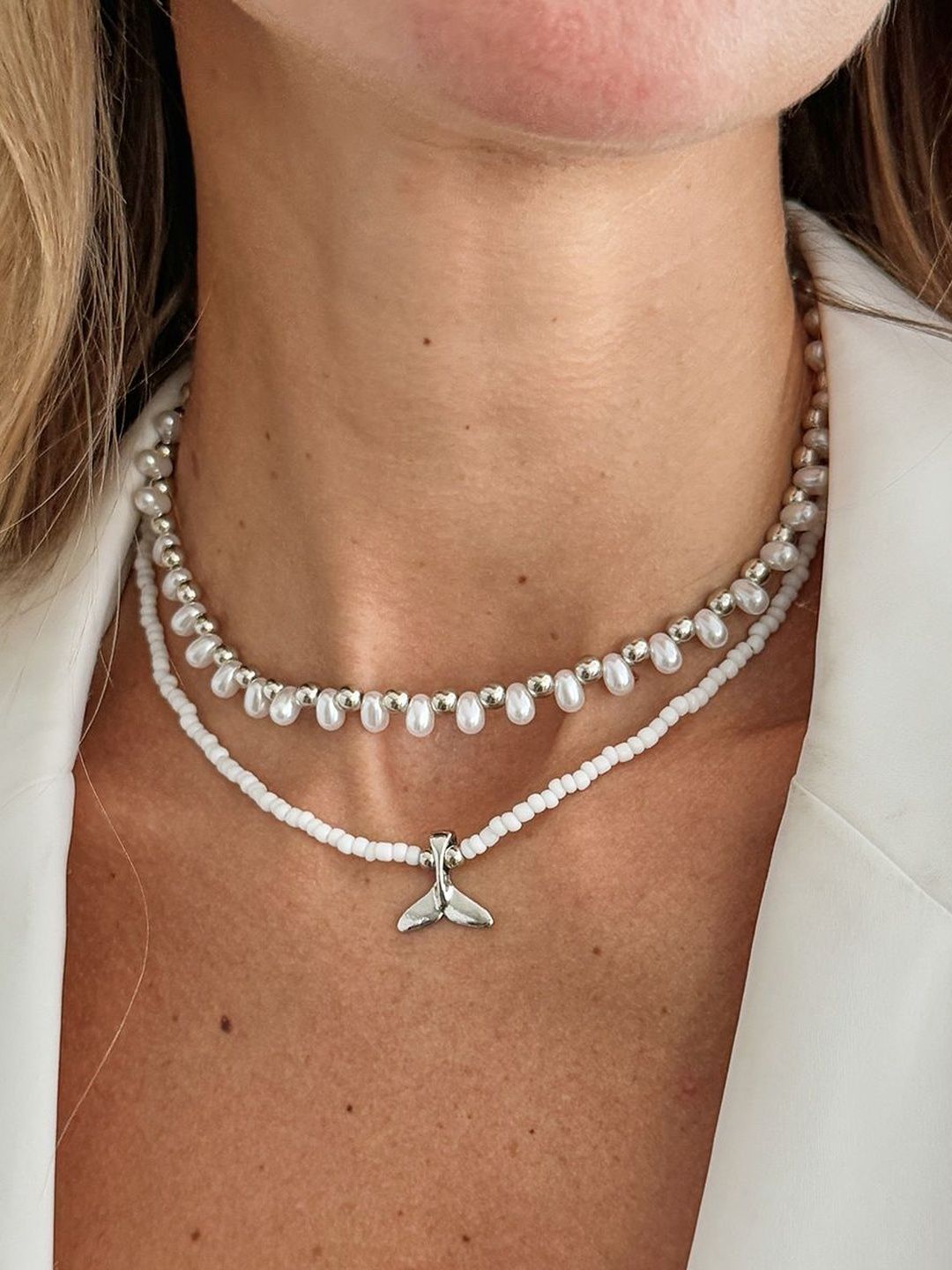 Silver-Plated Enamelled Necklace