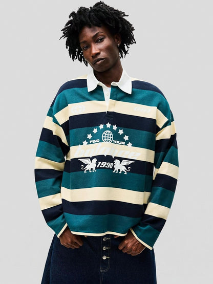 Printed plush polo shirt