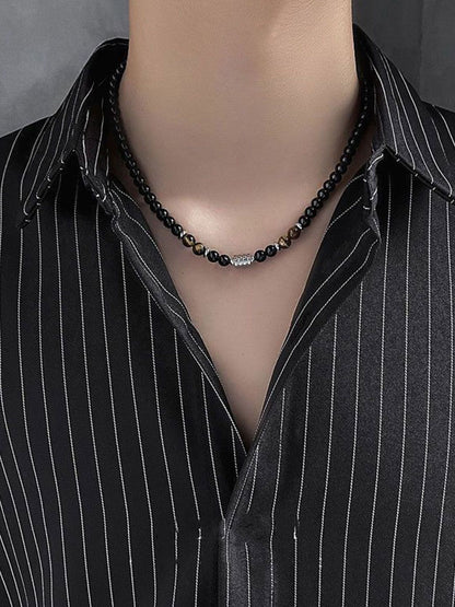 Silver-Plated Artificial Beaded Minimal Necklace