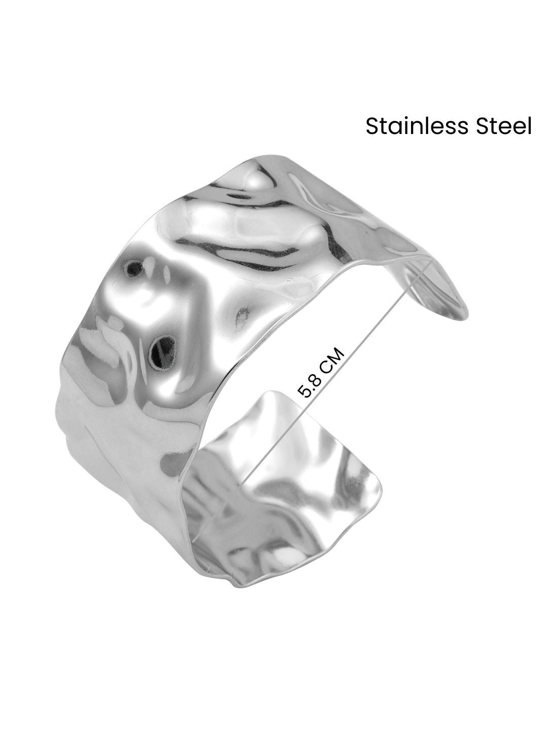 SALTY Stainless Steel Glimmering Grace Silver Cuff Bracelet
