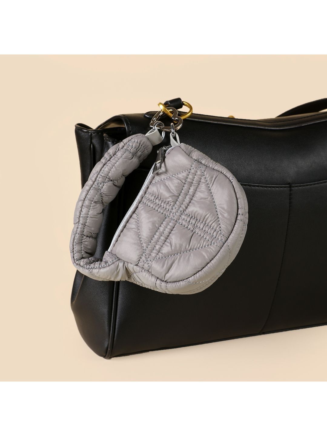SALTY Grey Mini Quilted Puff Bag Charm