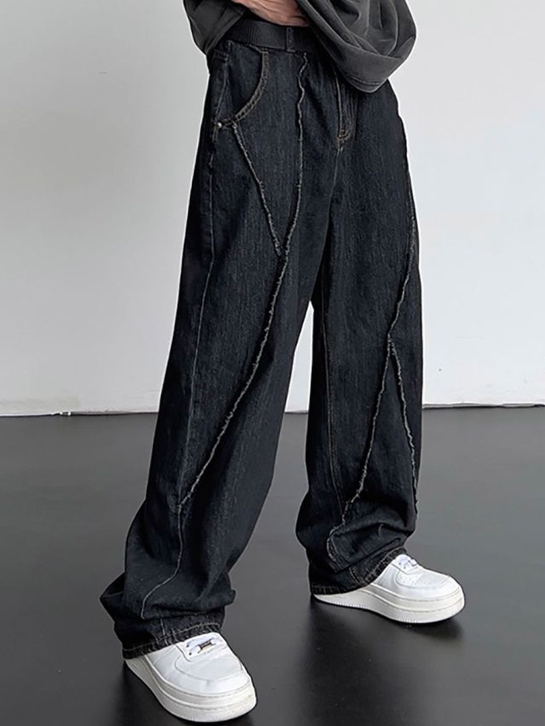 Men Wide Leg Mid-Rise Jeans