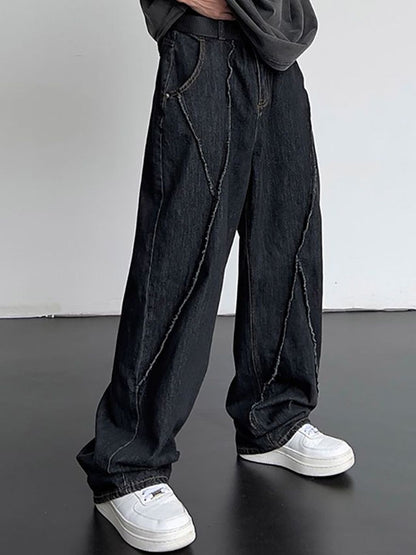 Men Wide Leg Mid-Rise Jeans