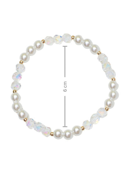 SALTY Crystals & Pearl Beaded Elasticated Bracelet