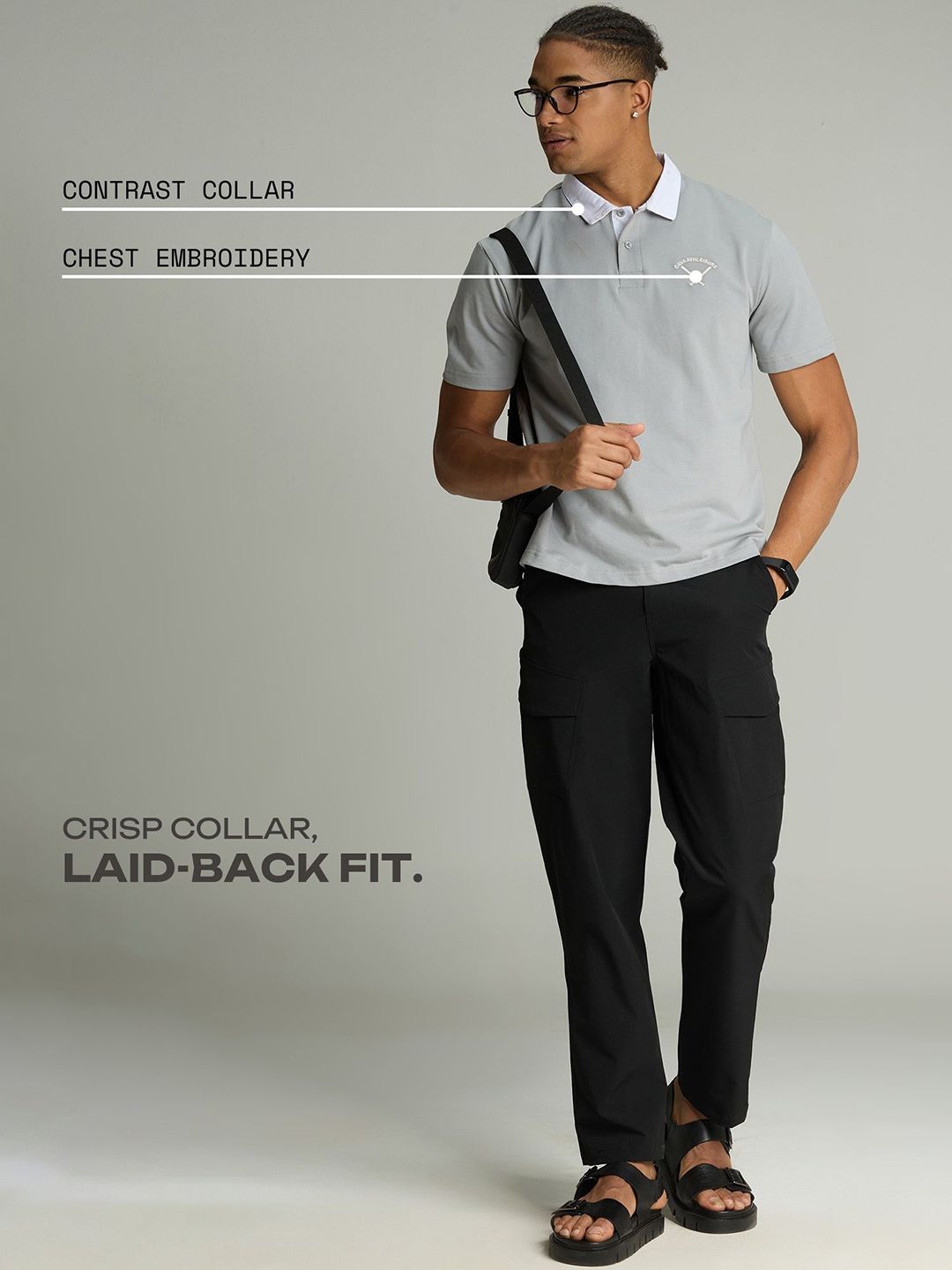 Grey Baseline Polo