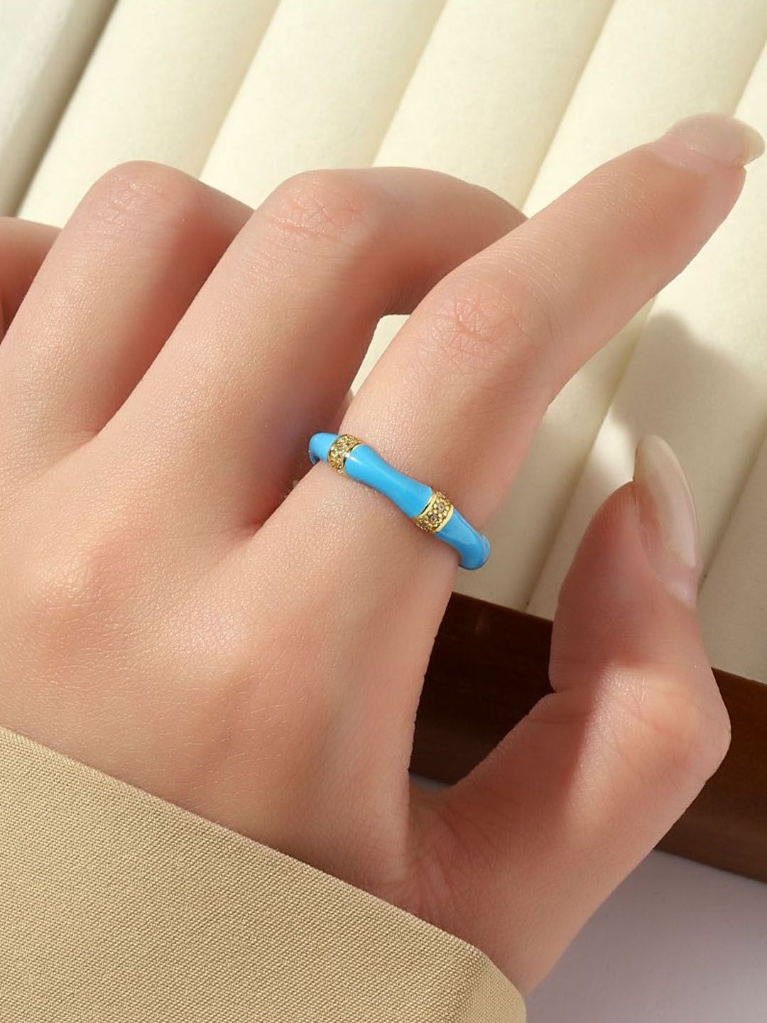 SALTY Stones Studded Honeyed Love Ring
