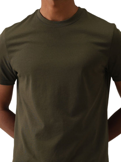 Men's Olive Solid Cotton Pro T-shirt -Tall