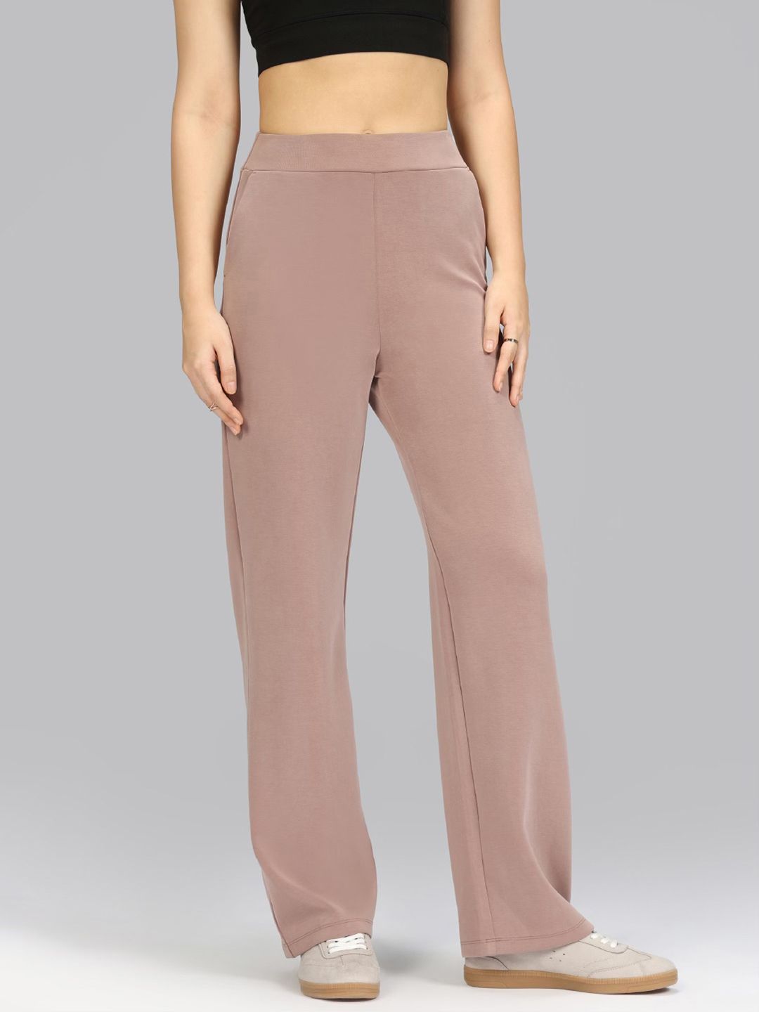 Women High-Rise Bare Butter Straight Fit Regular Pants