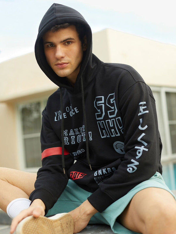 Yolo Printed Hooded Cotton Sweatshirt