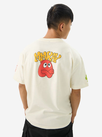 Men Oversized Printed Off White T-Shirts