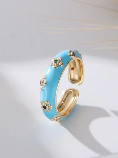 SALTY Stone-Studded Adjustable Finger Ring
