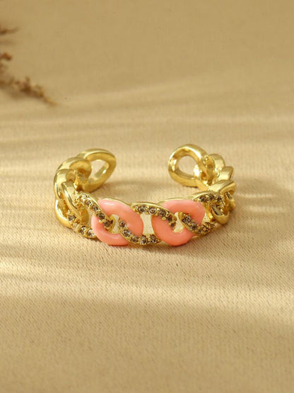 SALTY Stone-Studded Adjustable Finger Ring