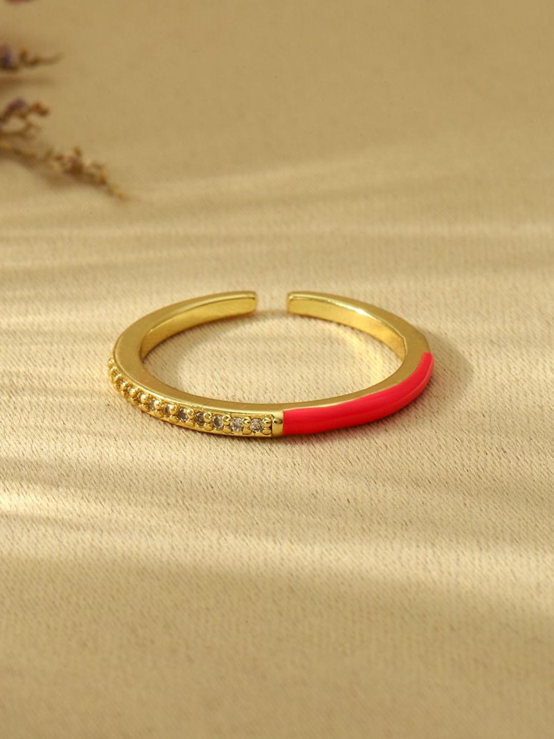 SALTY Stone-Studded Adjustable Finger Ring