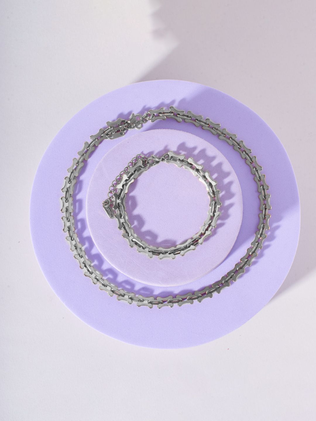 SALTY Elegant Golden Dainty Stainless Steel Link Necklace and Bracelet