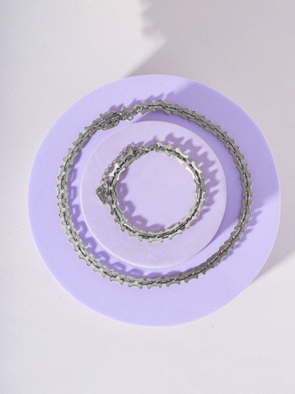 SALTY Elegant Golden Dainty Stainless Steel Link Necklace and Bracelet