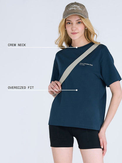 Steel Blue Graphic Oversized Tee - Women