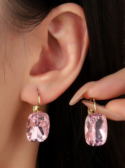 SALTY Square Shaped Stone Studded Hoop Earrings