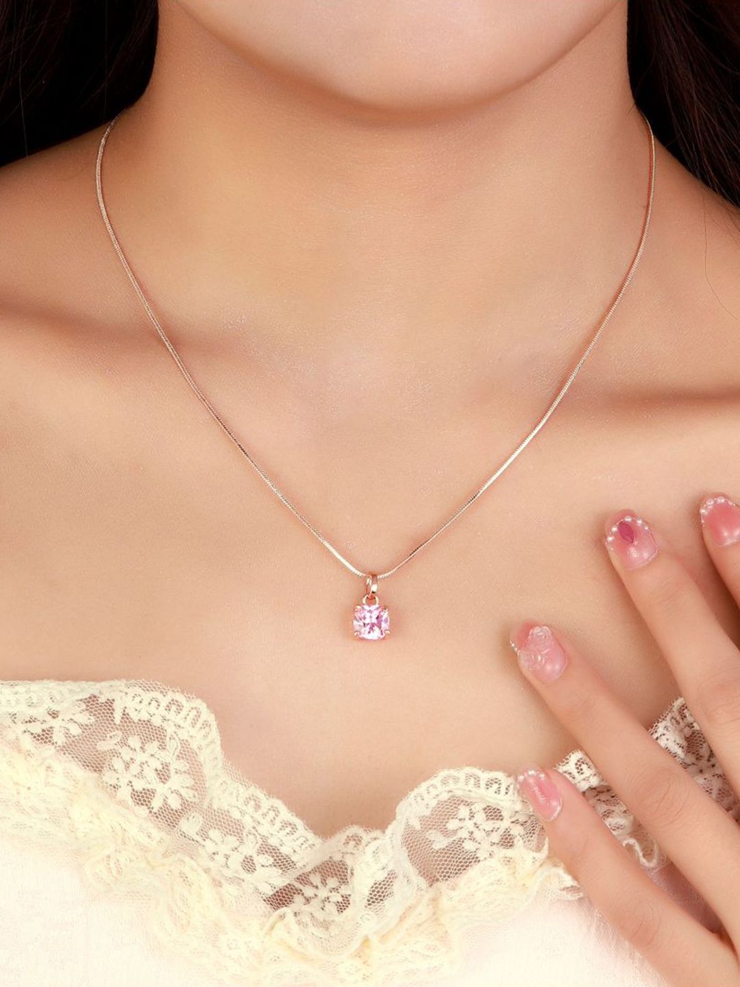SALTY Cupid's Gem Stone Studded Pendent & Chain Jewellery Accessories