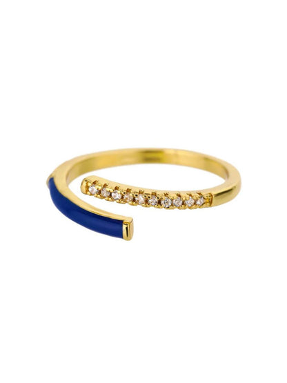 SALTY 14K Gold Plated Stone Studded Finger Ring