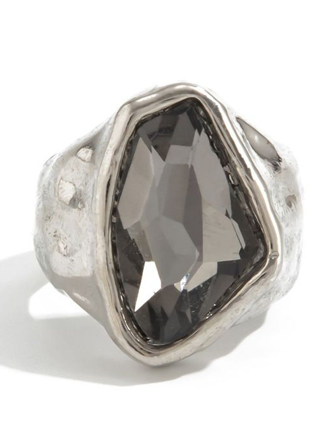 Silver-Plated Stone-Studded Finger Ring